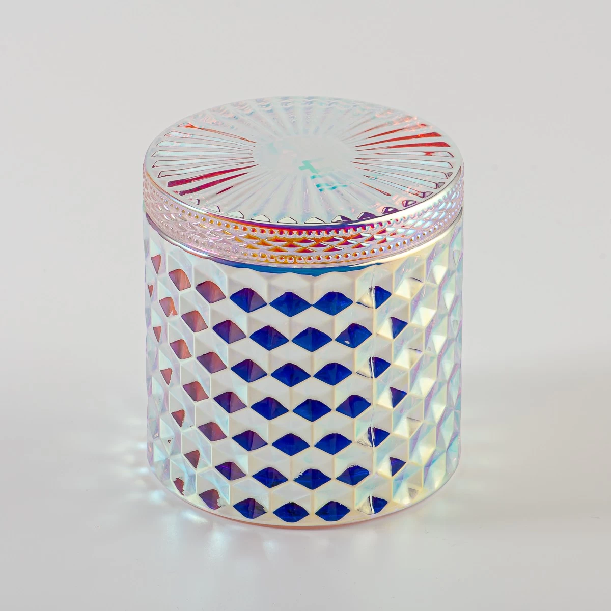 Wholesale 10oz 12oz Different Surface Finishes Color Diamond Glass Candle Jar With Lids