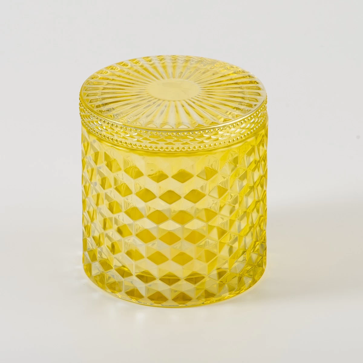 Wholesale 10oz 12oz Different Surface Finishes Color Diamond Glass Candle Jar With Lids