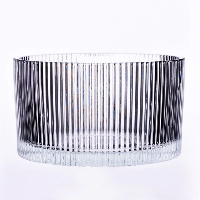 1200ml clear glass candle container with stripe home decor