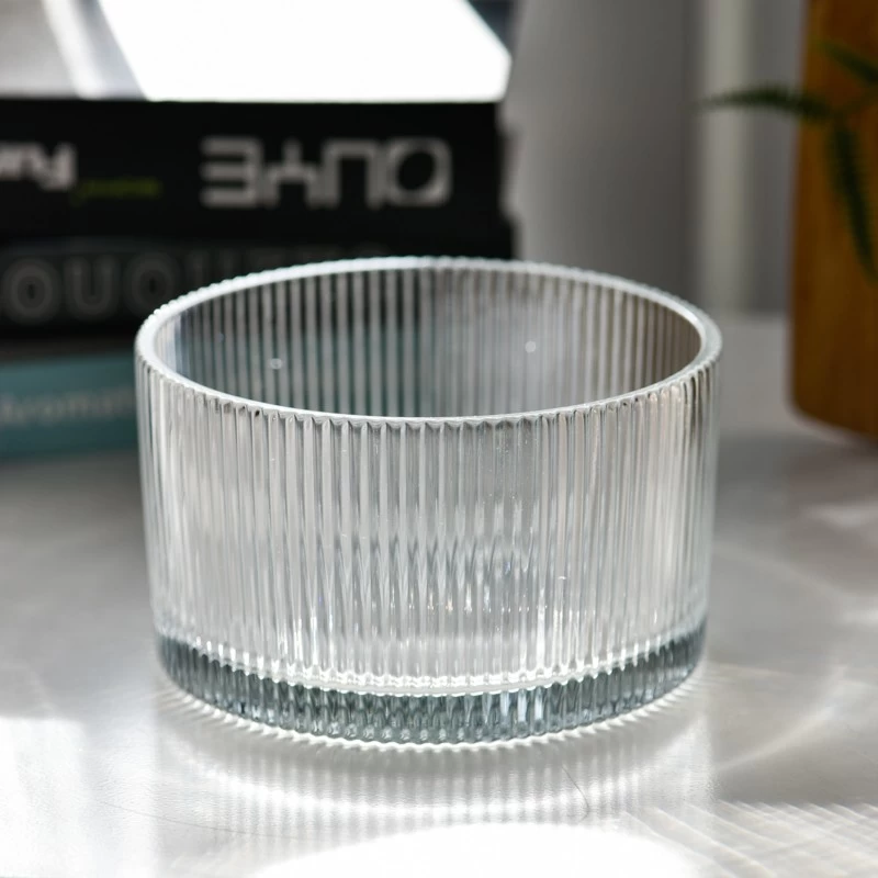 1200ml clear glass candle container with stripe home decor