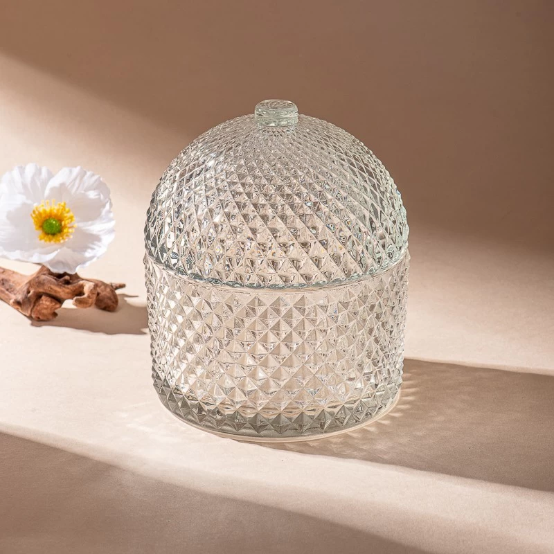 Wholesale luxury empty glass candle container with lid 