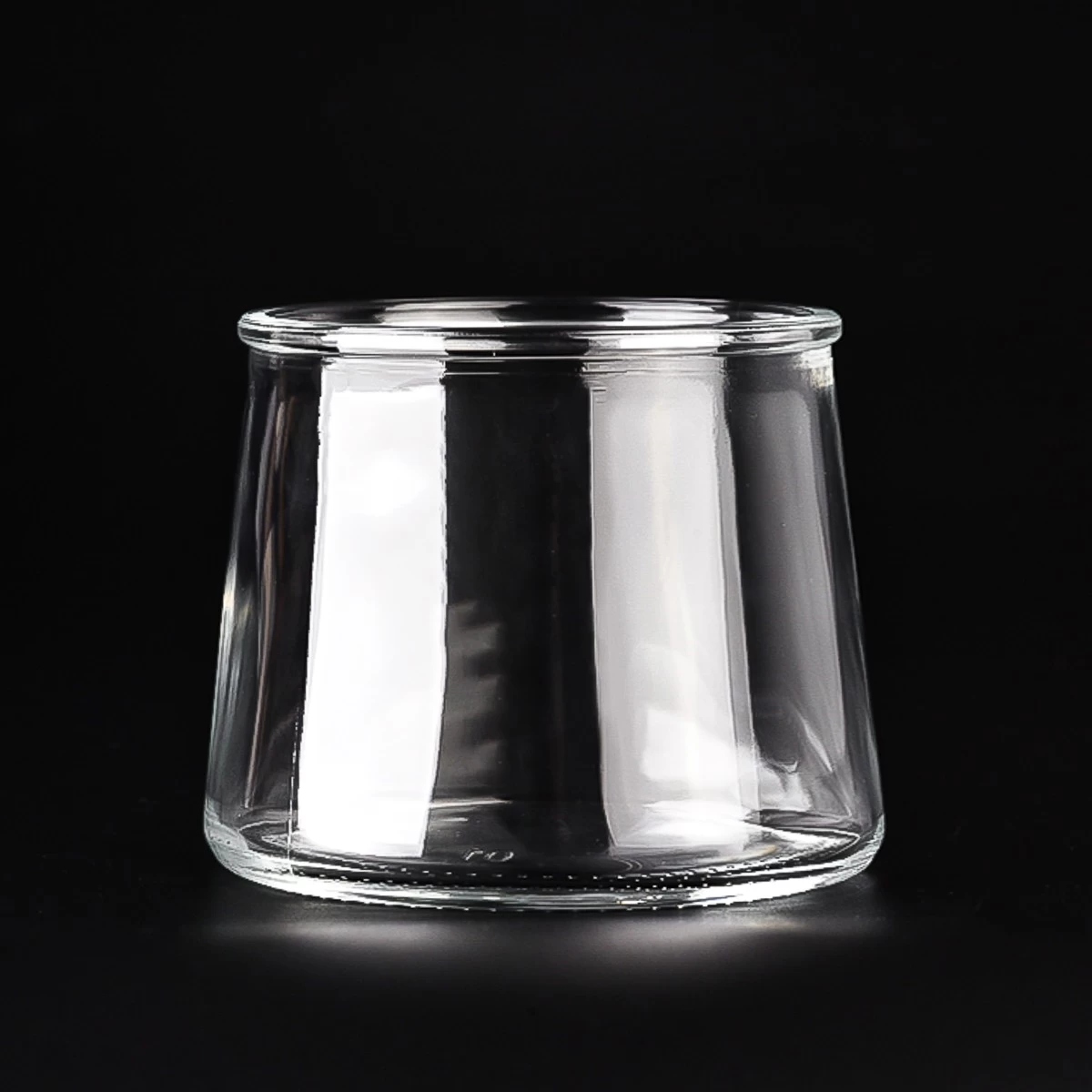 Wholesale 8oz Trapezoid Transparent Glass Custom Pattern Scented Candle Holder