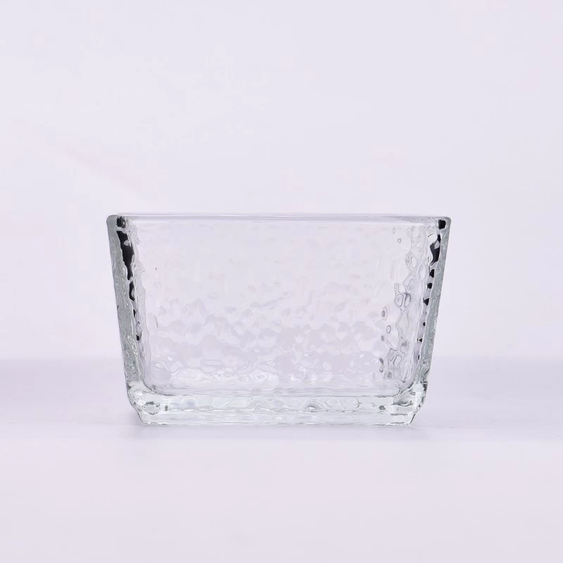 Supplier 200ml 250ml 300ml Modern Style Square Clear Glass Soy Wax Candle Vessel for Decoration 