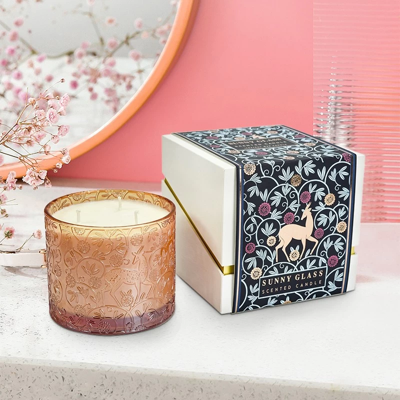 Supplier 5oz 8oz 10oz 12oz Dark Blue Tibetan Antelope Decal Box Candle Holder Gift Box