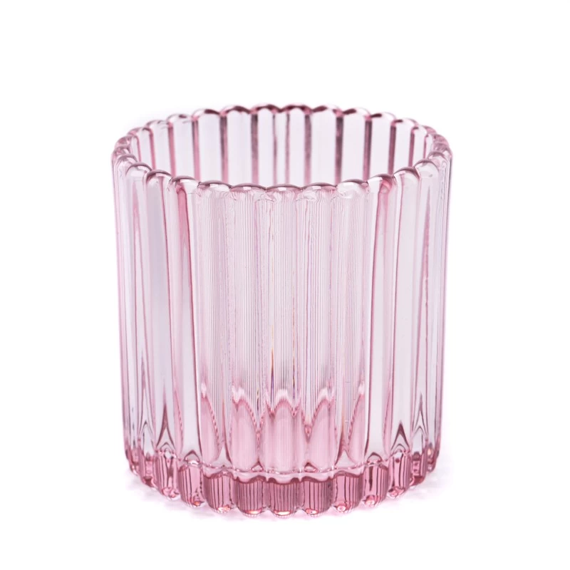 300ml pink glass with stripe scented candle vessel home decor