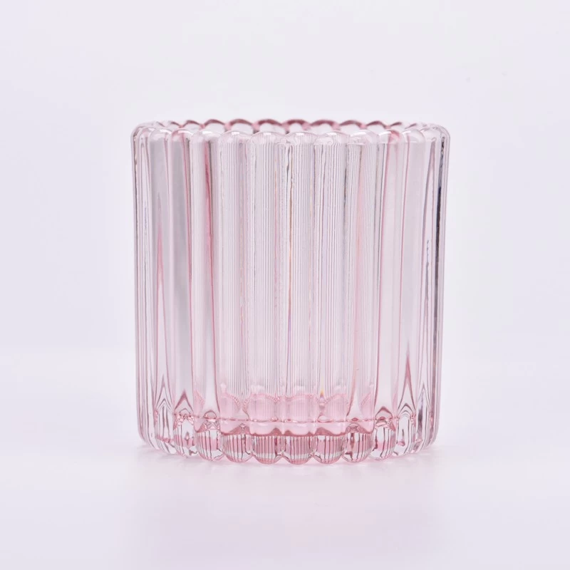 300ml pink glass with stripe scented candle vessel home decor