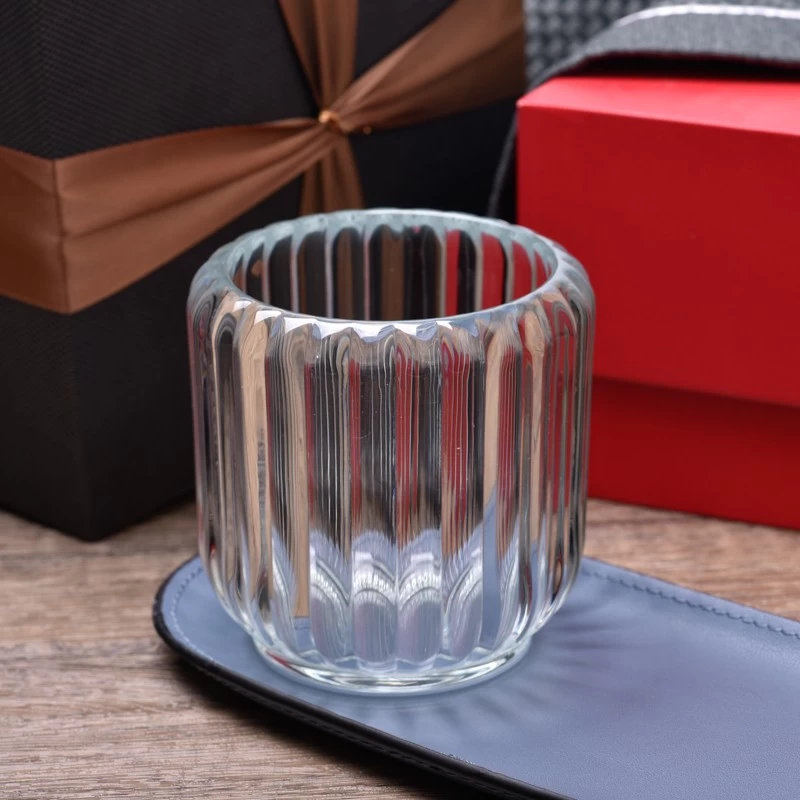 Unique transparent vertical glass candle jar wholesale