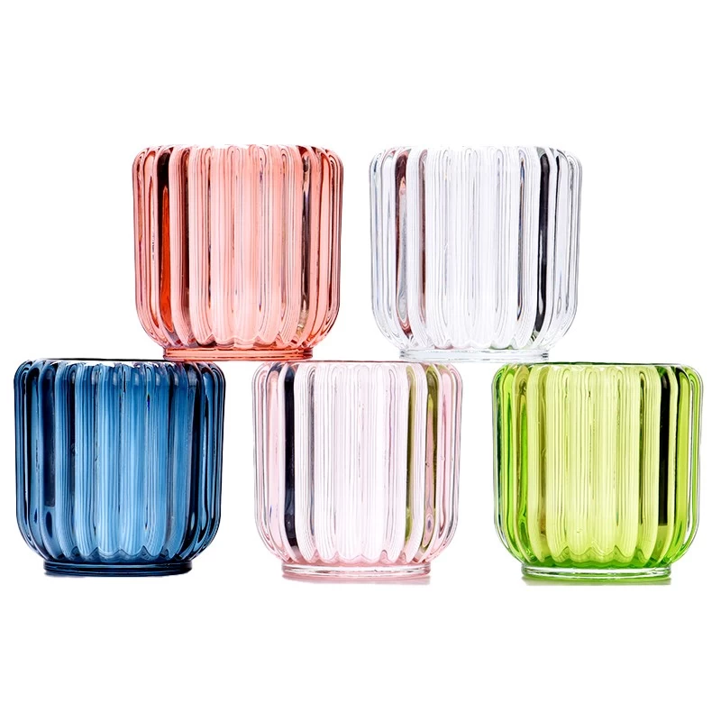 Unique transparent vertical glass candle jar wholesale