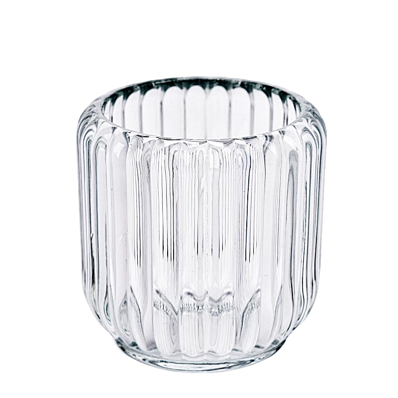 Unique transparent vertical glass candle jar wholesale