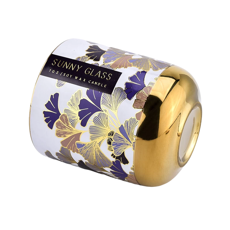 Hurtownia Purple Ginkgo Leaf Ceramic Candle Słoik ze złotą pokrywką