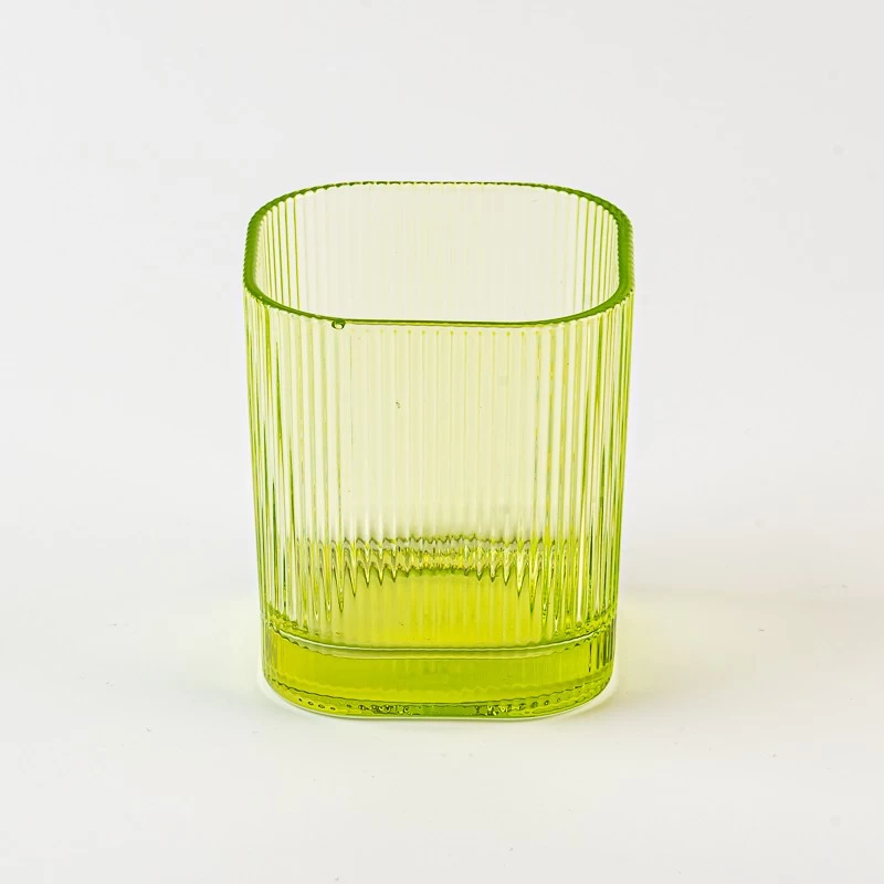 300ml square shape stripe glass candle vessel with home decor