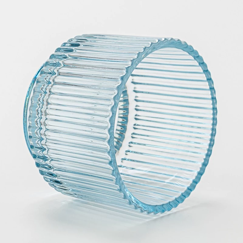 Wholesale stripe glass candle vessel with home decor 