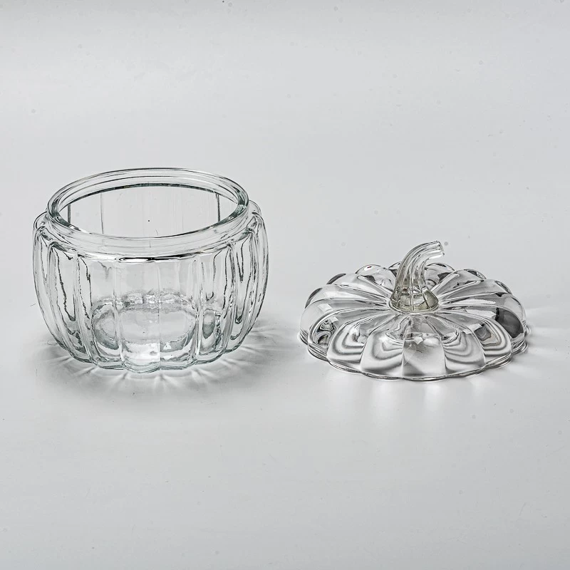 Creative Design Pumpkin Glass Jar Custom Color Empty Candle Vessel with Lid