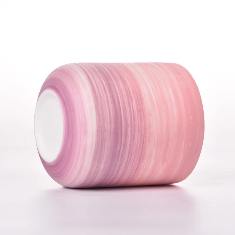Coarse Sand Glaze Decor Pink Ceramic Jar Empty Candle Vessel for Decoration