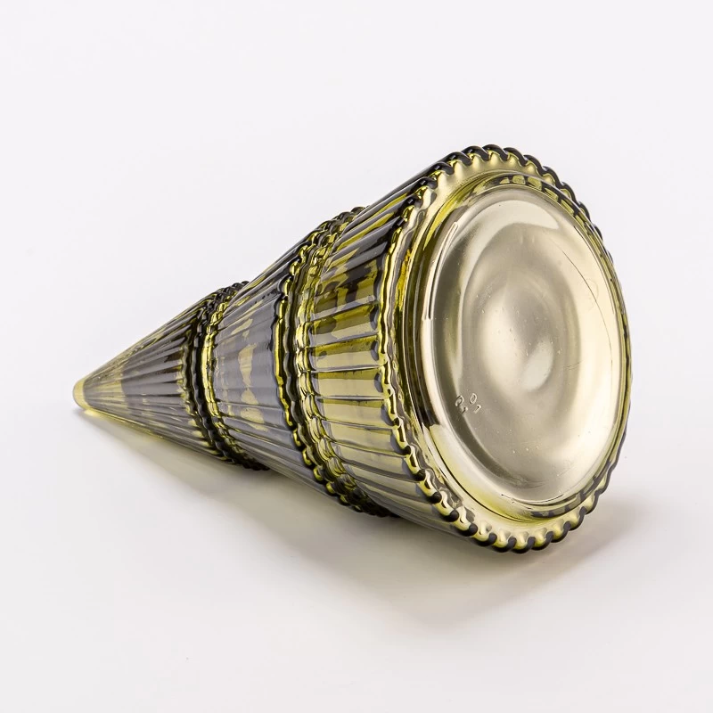 Glass candle container with lid for Christmas decoration