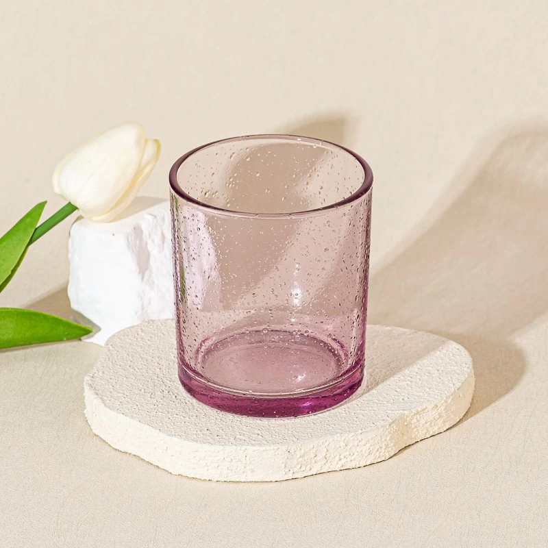 300ml purple glass candle container with water drop decor