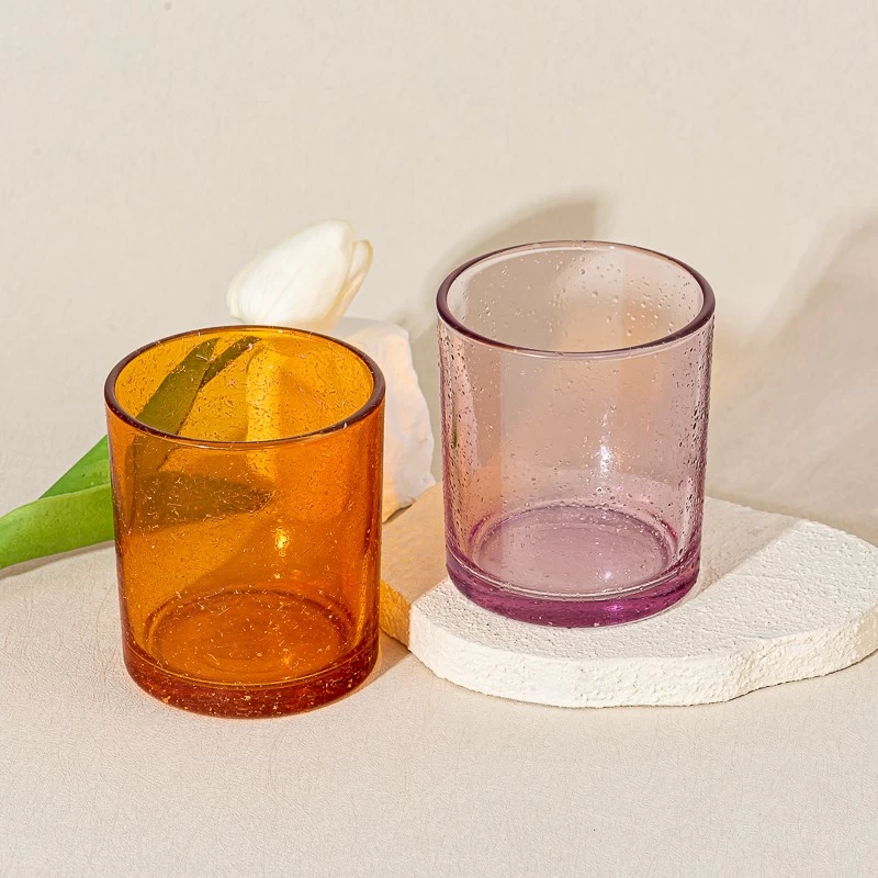 300ml purple glass candle container with water drop decor