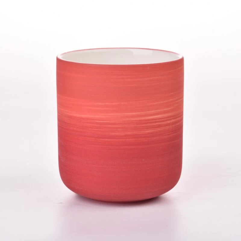 Hand Made Matte Red Porcelain 391ml Candle Ceramic Jar for Decoration