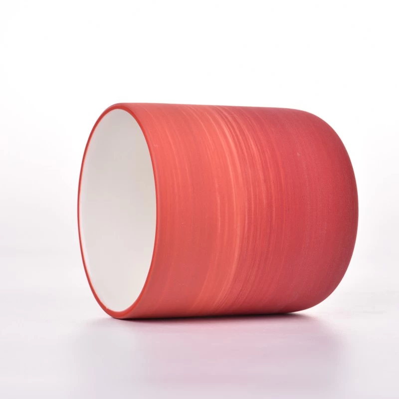 Hand Made Matte Red Porcelain 391ml Candle Ceramic Jar for Decoration