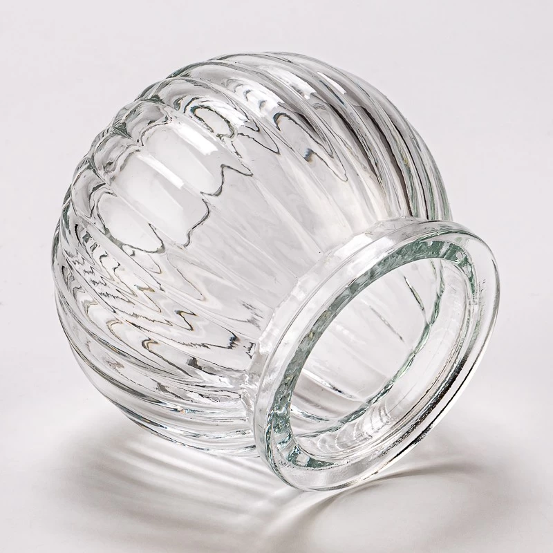 Decorative Round Glass Vessel Custom Color Glass Candle Jar