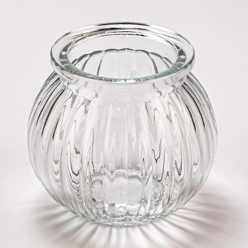 Decorative Round Glass Vessel Custom Color Glass Candle Jar