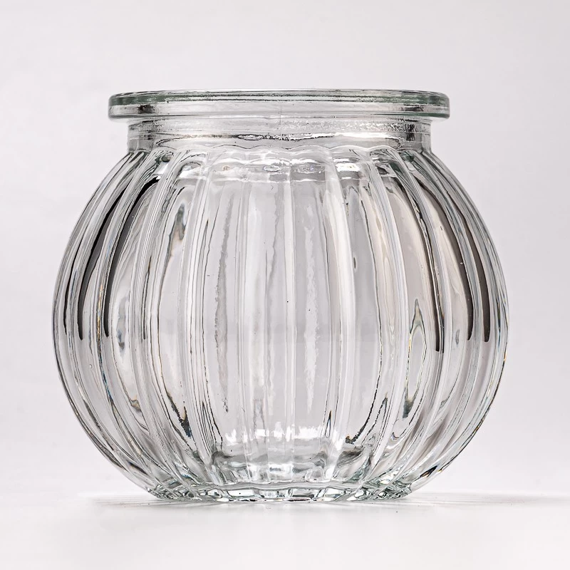 Decorative Round Glass Vessel Custom Color Glass Candle Jar