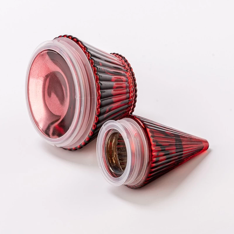 Hot Sale Christmas Style Electroplate Red Glass Candle Vessel for Home Decor