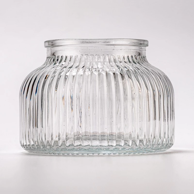Popular Style Custom Color Stripe Glass Jar Soy Candle Holder Supplier