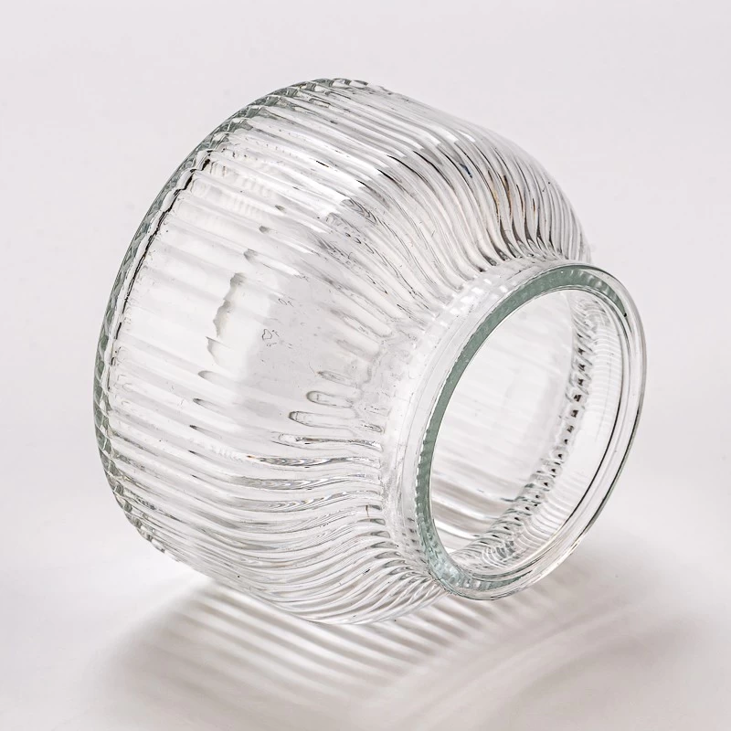 Popular Style Custom Color Stripe Glass Jar Soy Candle Holder Supplier