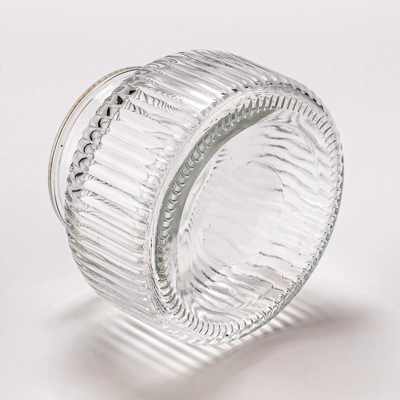 Popular Style Custom Color Stripe Glass Jar Soy Candle Holder Supplier