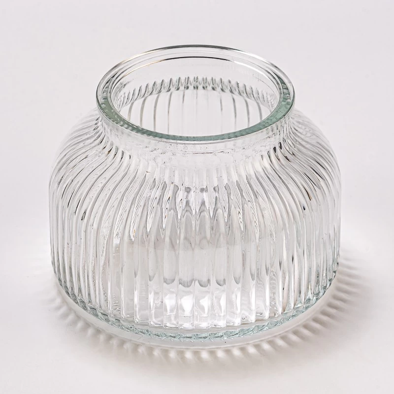 Popular Style Custom Color Stripe Glass Jar Soy Candle Holder Supplier