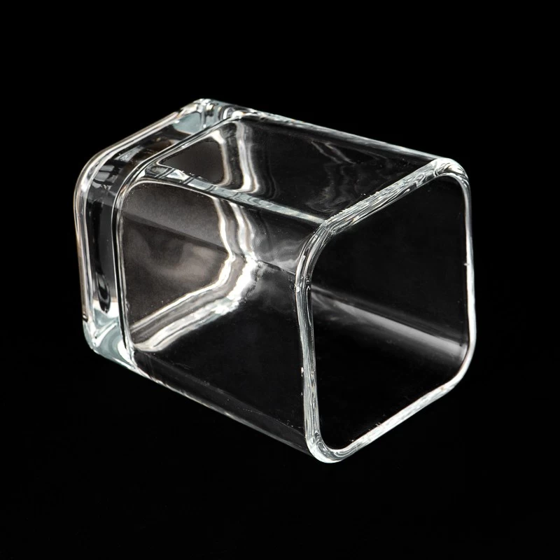 square shape glass candle vessel with home decor