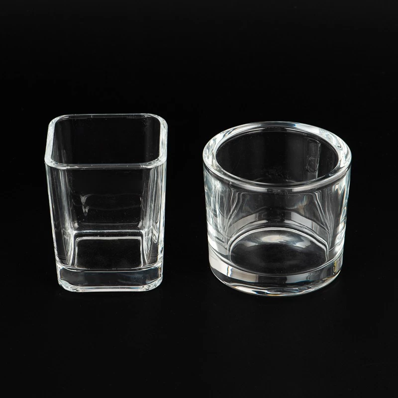 square shape glass candle vessel with home decor