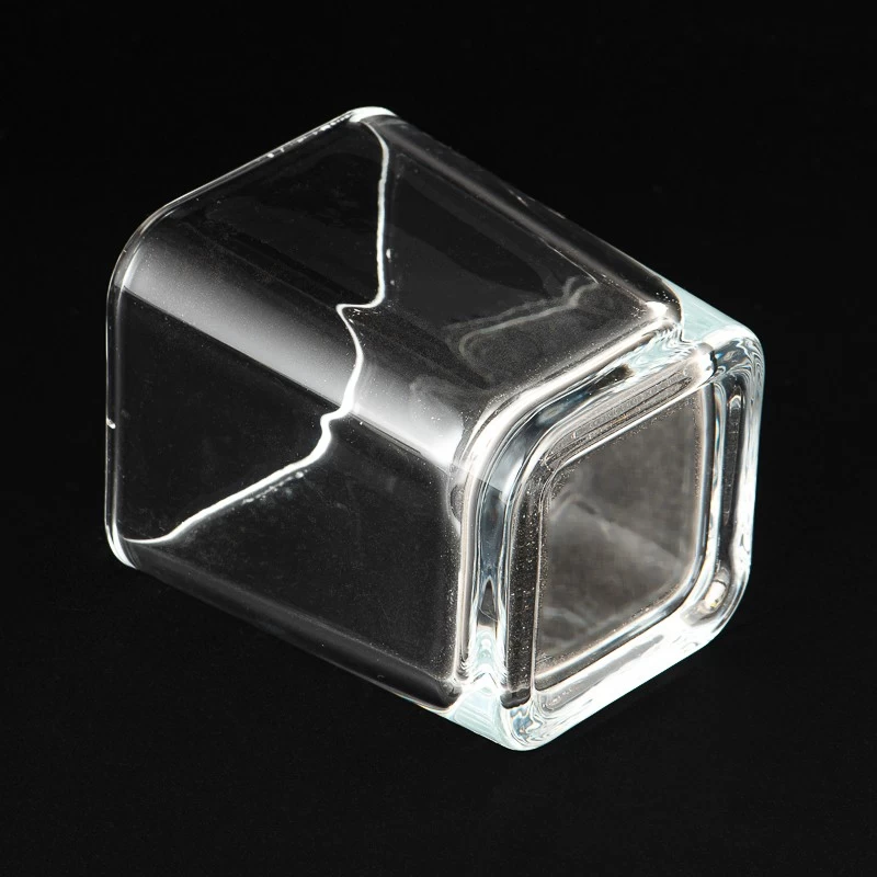 square shape glass candle vessel with home decor
