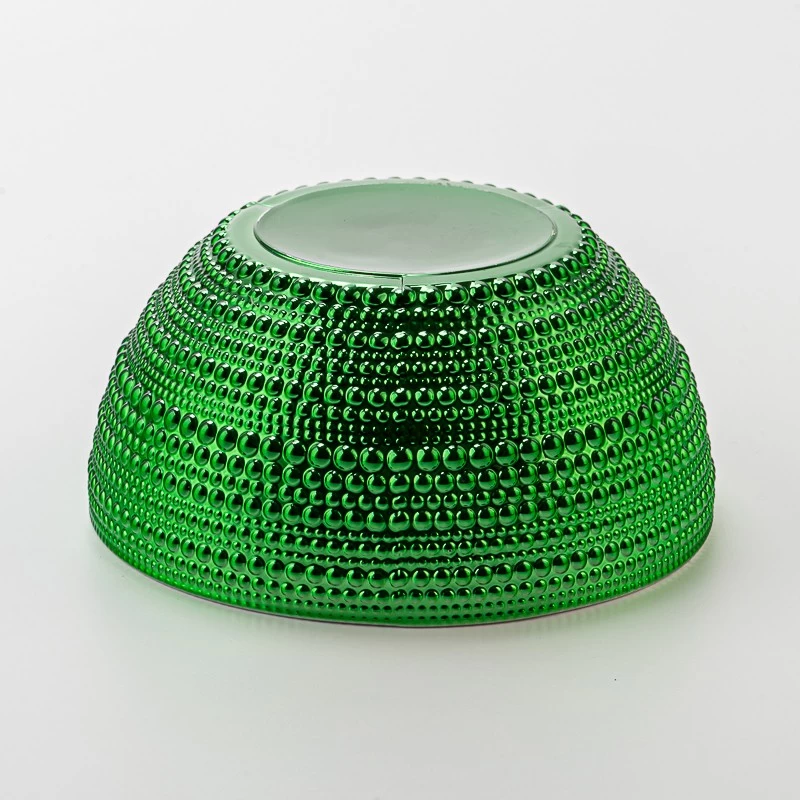 Luxury Green Embossed Ball Shape Glass Candle Jar with Lid Decorative Candle Holder