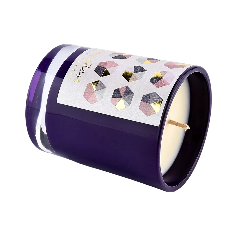 Barattolo di candele in vetro di carta viola all'ingrosso per decorazione di aromaterapia domestica