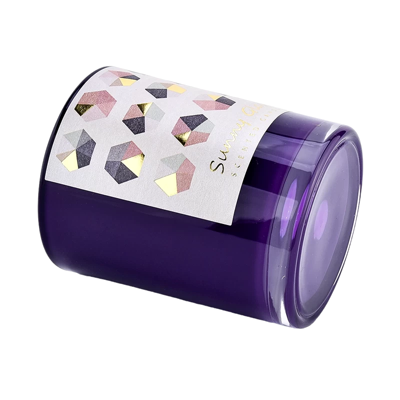 Barattolo di candele in vetro di carta viola all'ingrosso per decorazione di aromaterapia domestica
