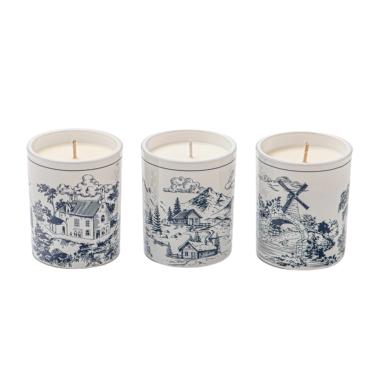 Wholesale ceramic candle holder with country-style patterns for home decoration