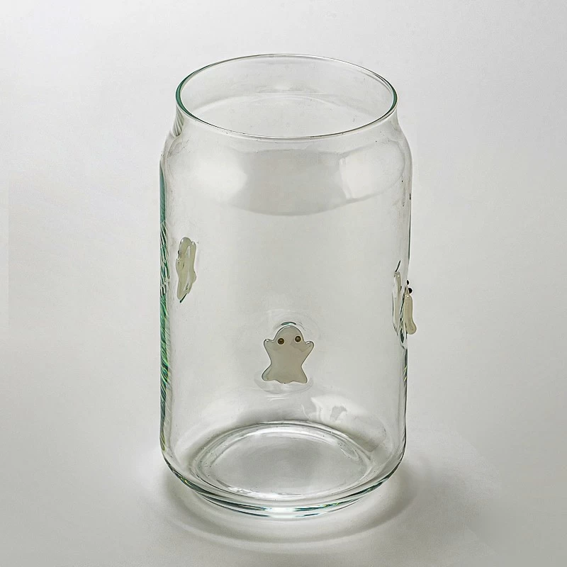 Halloween Ghost Design Clear Glass Candle Holder for Holiday Decoration and Gifts