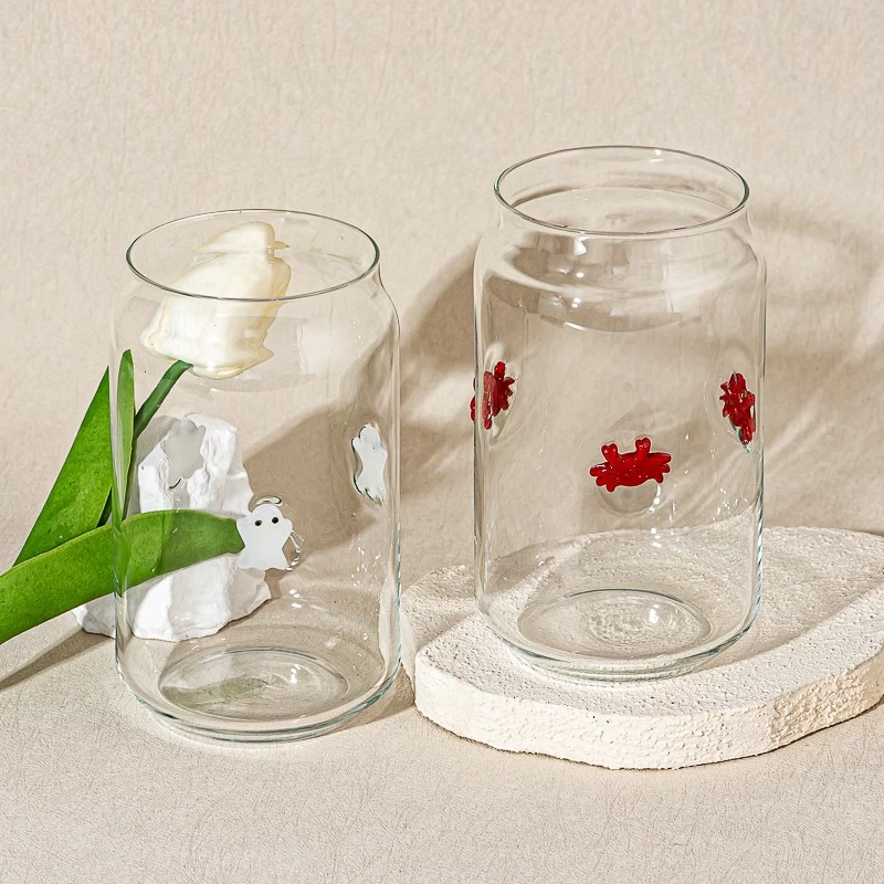 Halloween Ghost Design Clear Glass Candle Holder for Holiday Decoration and Gifts