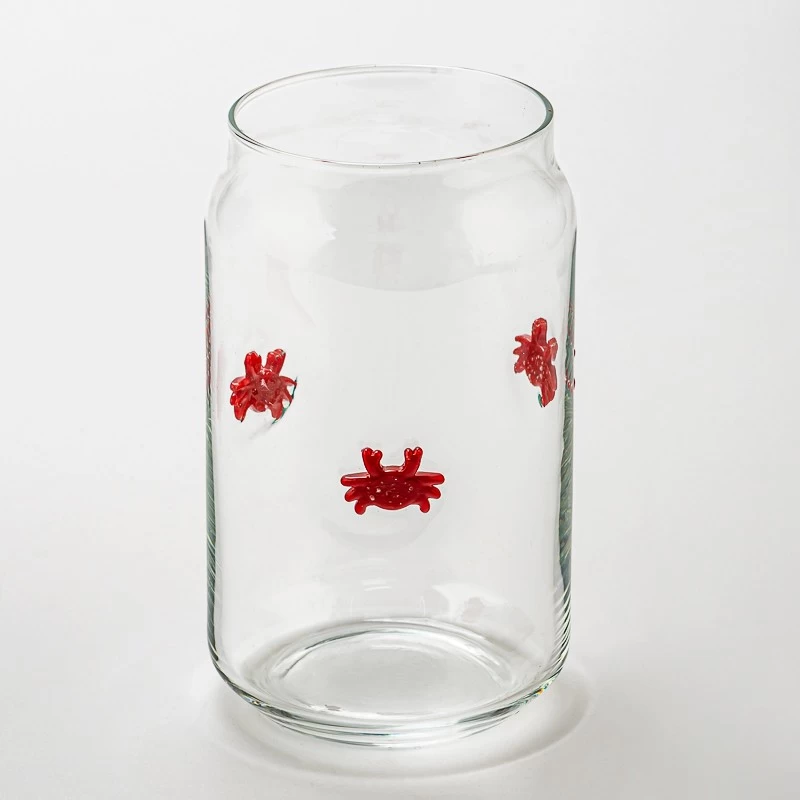 Decorative Crab Design Clear Glass Candle Jar for Candle Making