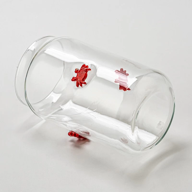 Decorative Crab Design Clear Glass Candle Jar for Candle Making
