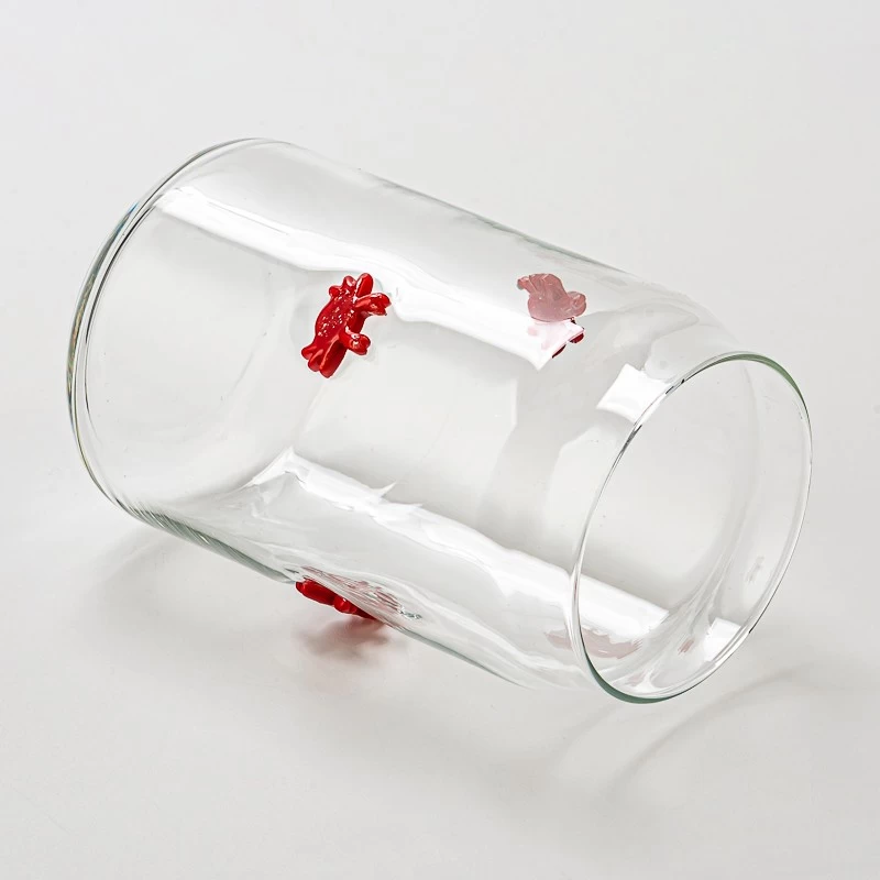 Decorative Crab Design Clear Glass Candle Jar for Candle Making