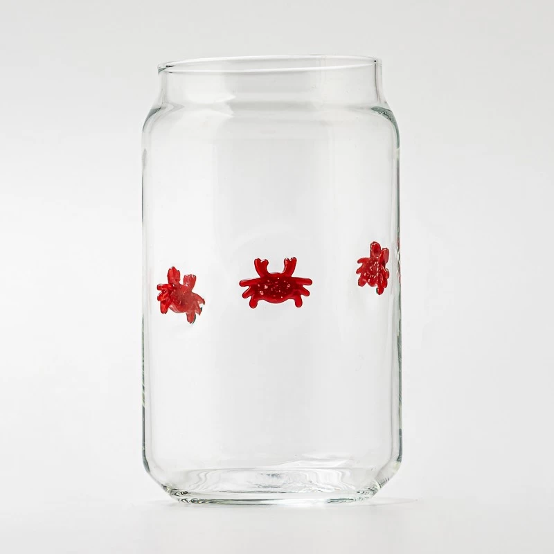 Decorative Crab Design Clear Glass Candle Jar for Candle Making