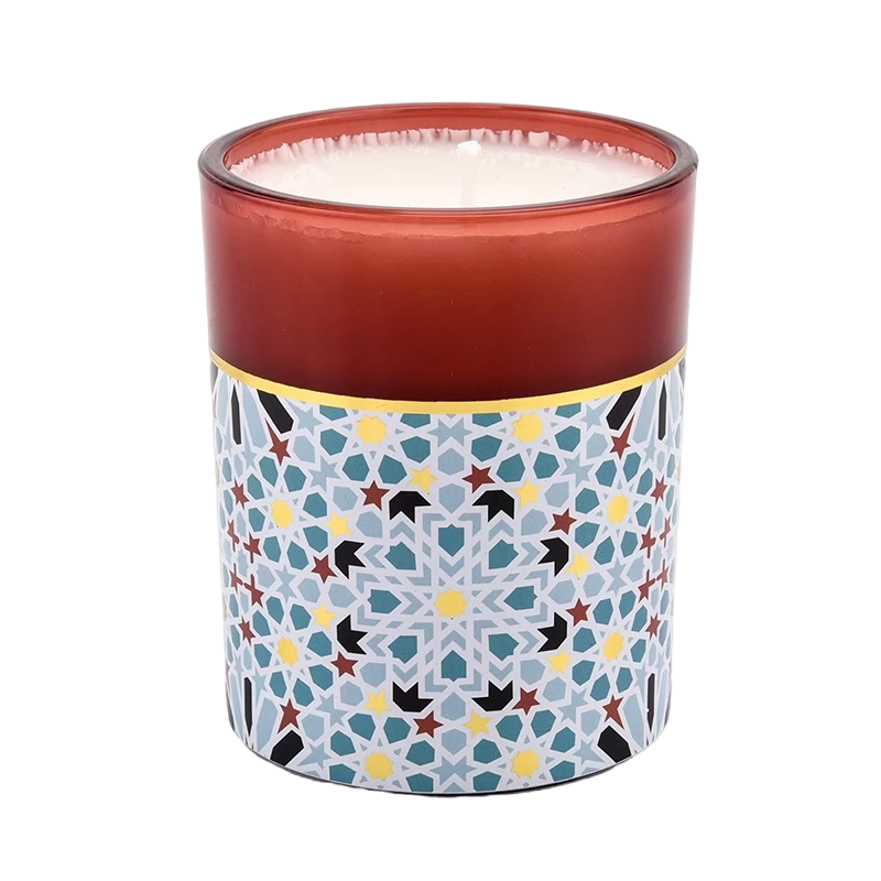 Customized unique decal glass candle jar manufacturer