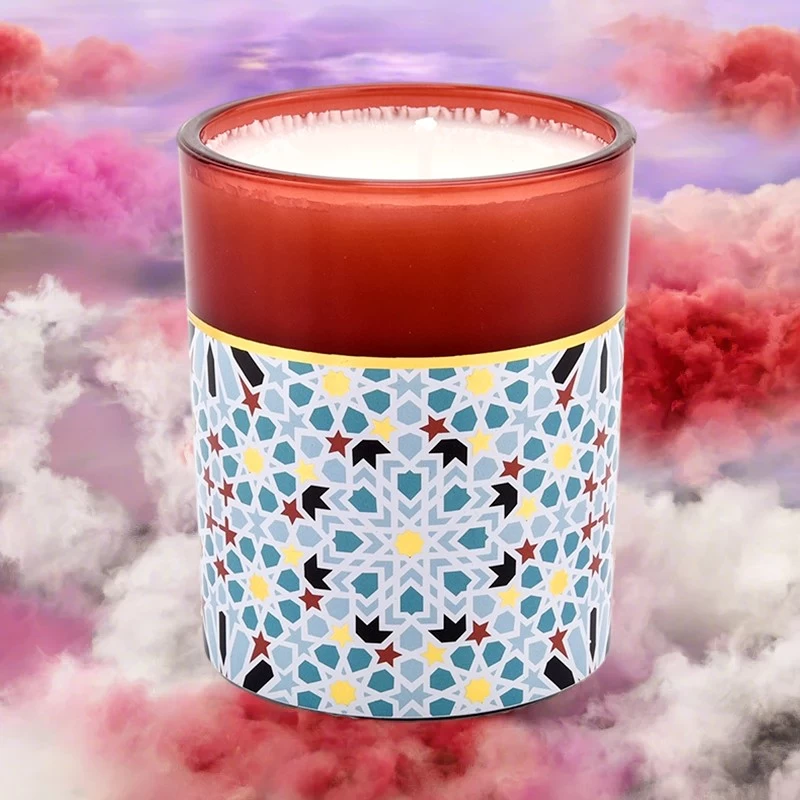 Customized unique decal glass candle jar manufacturer