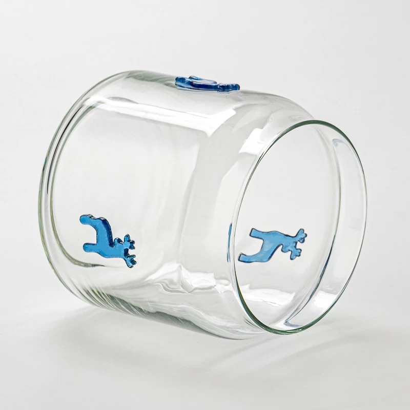 Decorative Deer Design Clear Glass Candle Jar for Holiday Gifts