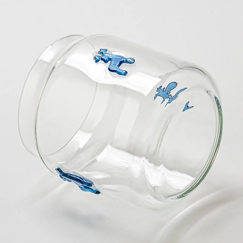 Decorative Deer Design Clear Glass Candle Jar for Holiday Gifts