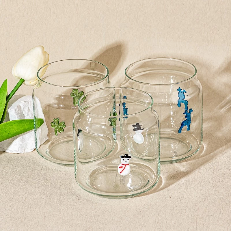Decorative Deer Design Clear Glass Candle Jar for Holiday Gifts