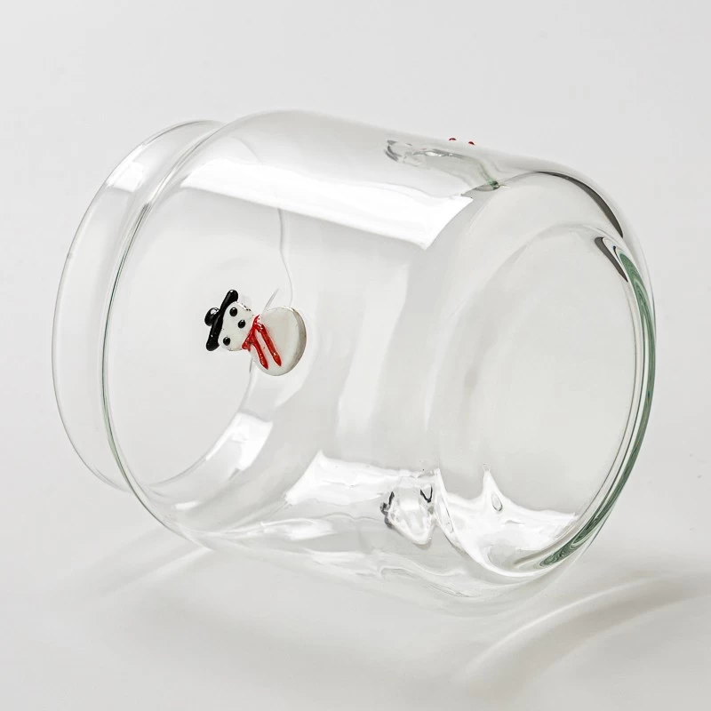 Decorative Snowman Design Clear Glass Candle Vessel for Wholesaling